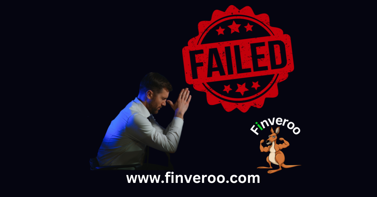 Trading strategy fail concept showing a discouraged trader and a failed stamp representing execution breakdown for Finveroo
